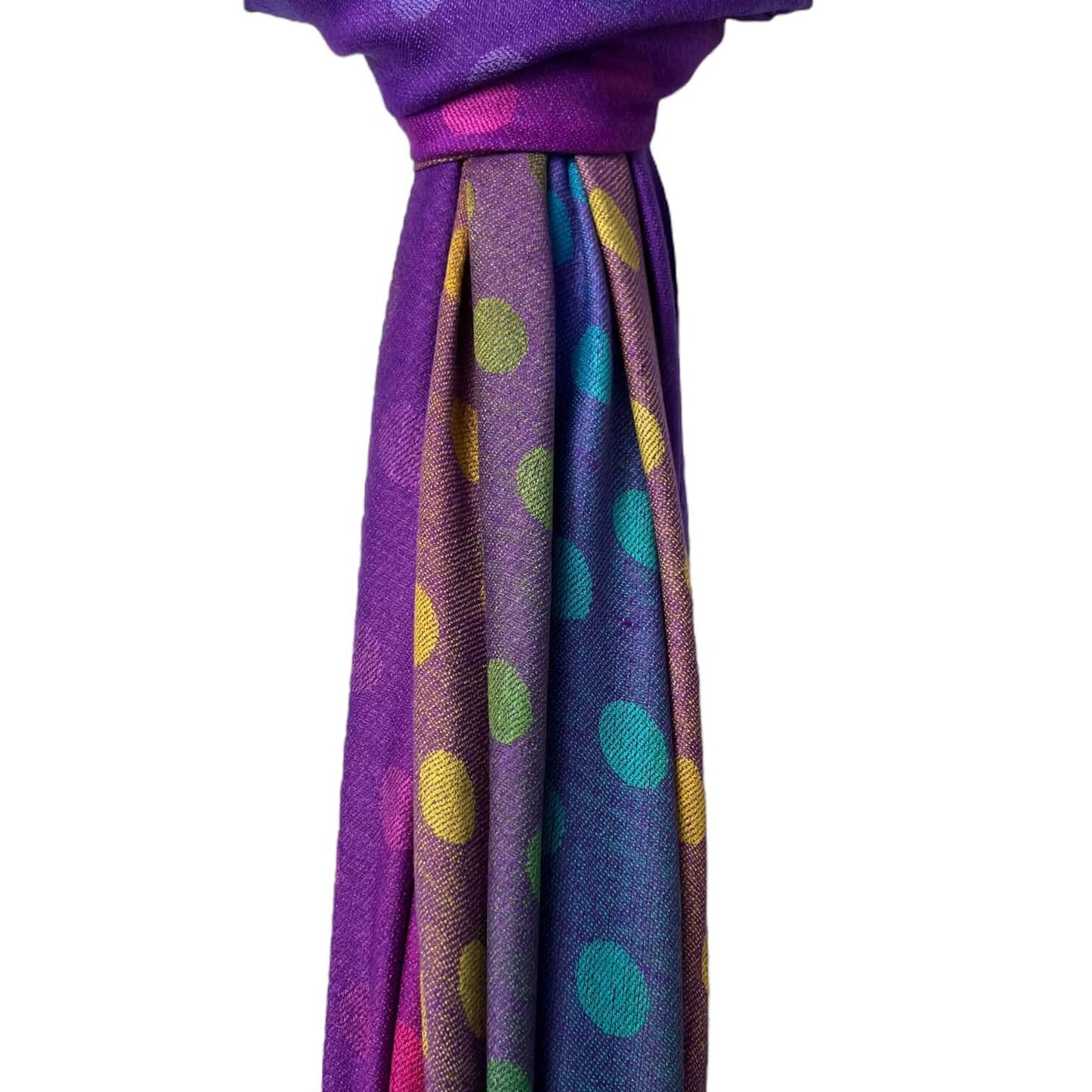 Purple Reversible Rainbow Polka Dot Pashmina