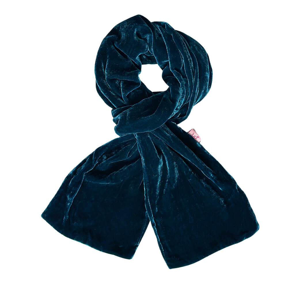 Teal Plain Velvet Scarf