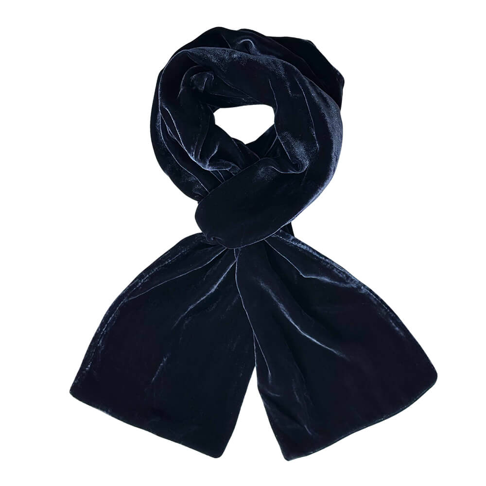 Navy Plain Velvet Scarf