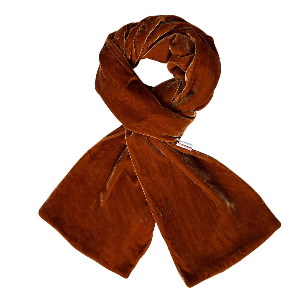 Burnt Orange Plain Velvet Scarf