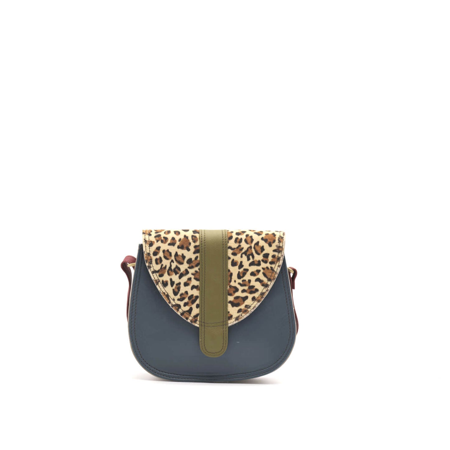 Navy, Olive and Animal Print Mini Leather Crossbody Bag