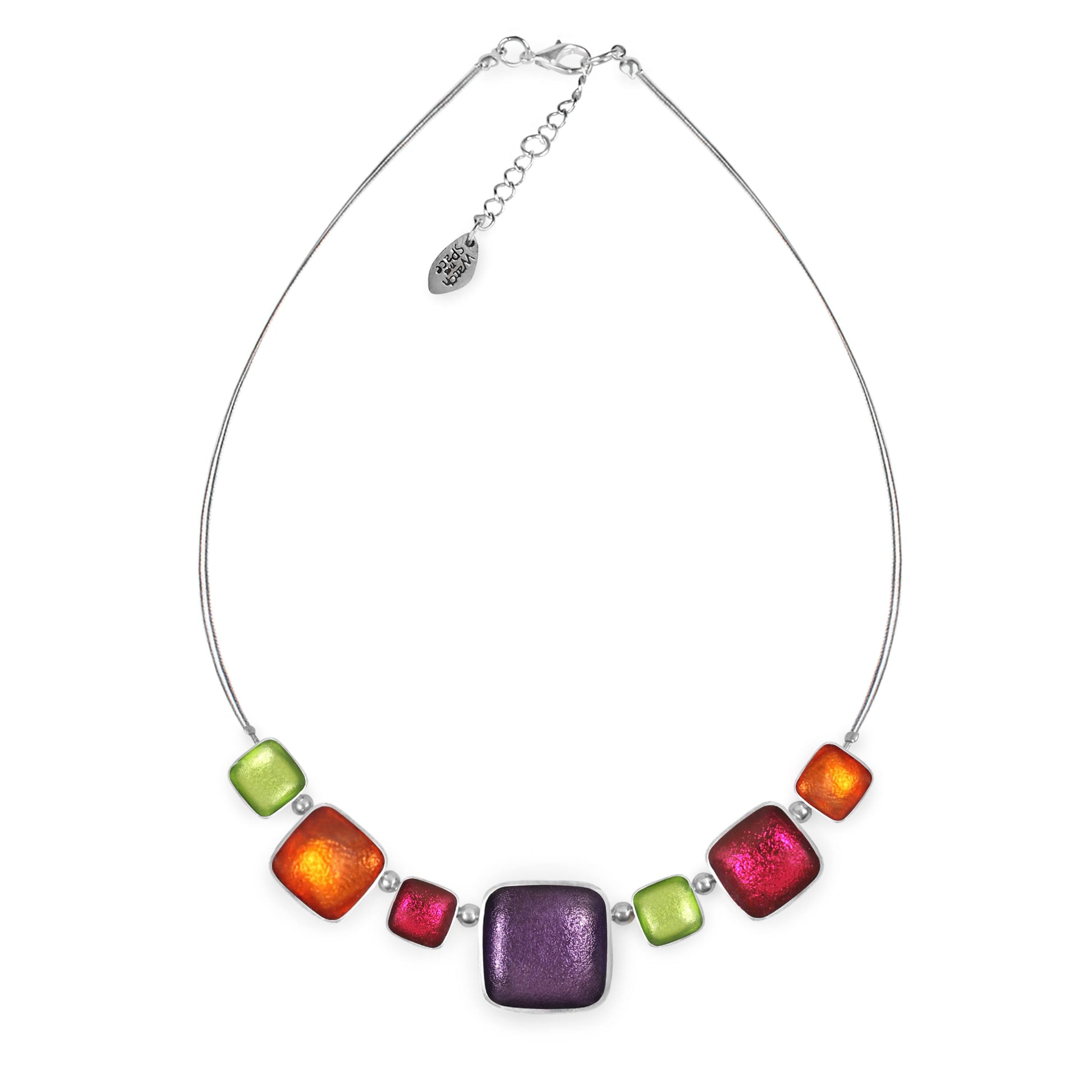 Sherbet Aluminium Squares Shiny Classic Necklace