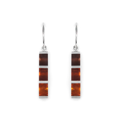Amber Pewter Stripes Shiny Creole Earrings