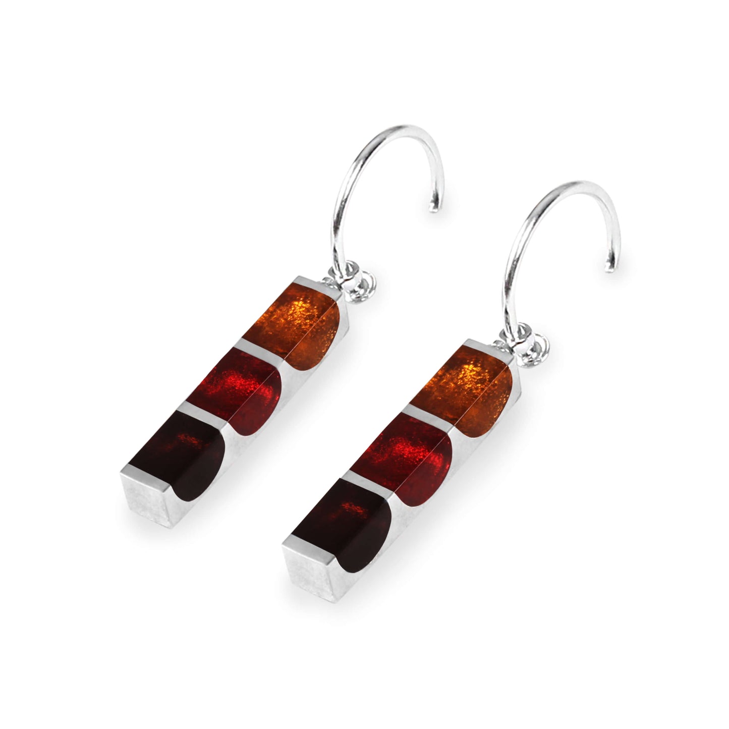 Chilli Pewter Stripes Shiny Creole Earrings
