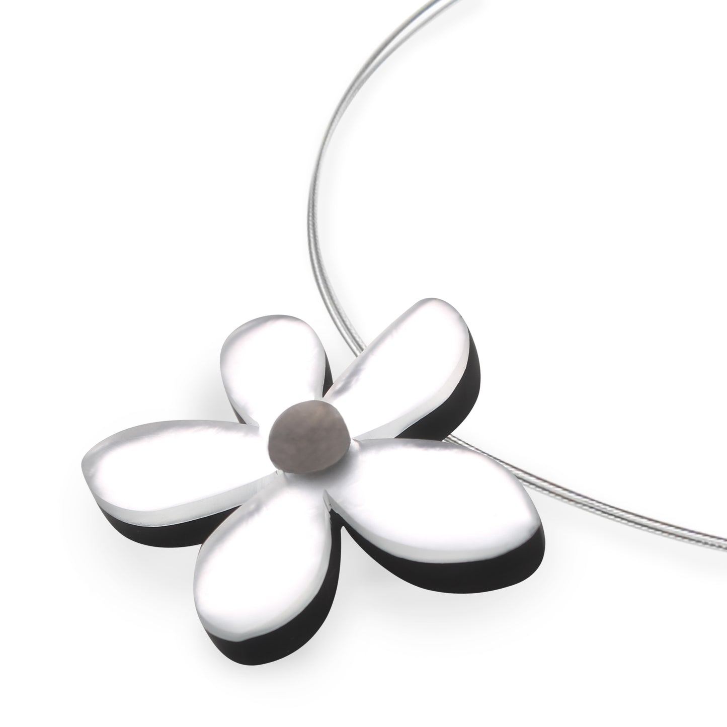 Silver Flower Matte Small Pendant