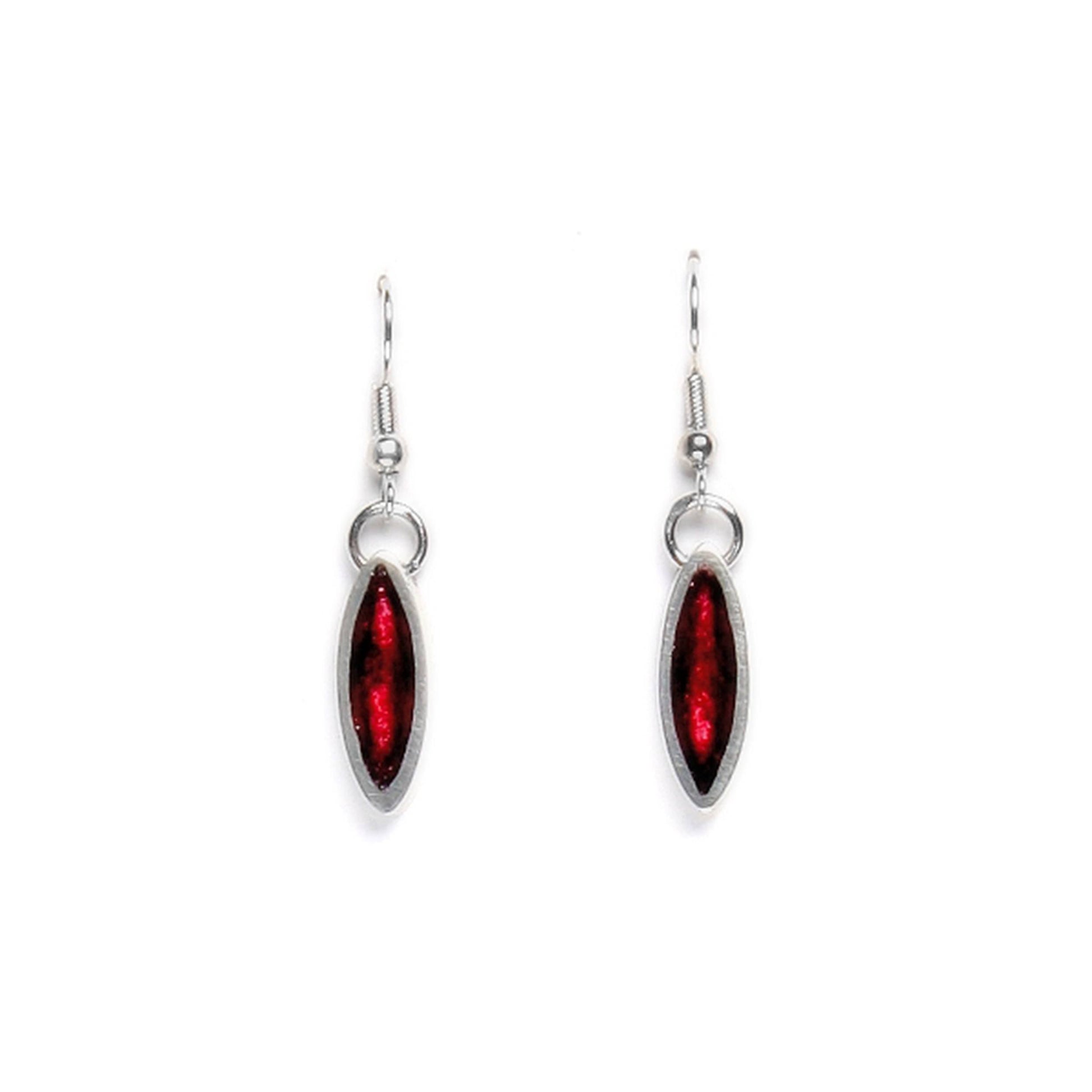 Raspberry Bamboo Shoot Shiny Fish Hook Earrings