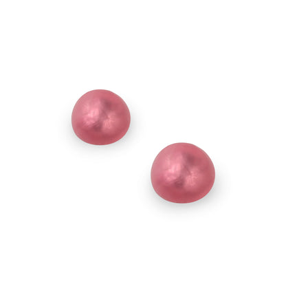 Coral Cabouchon Matte Small Stud Earrings