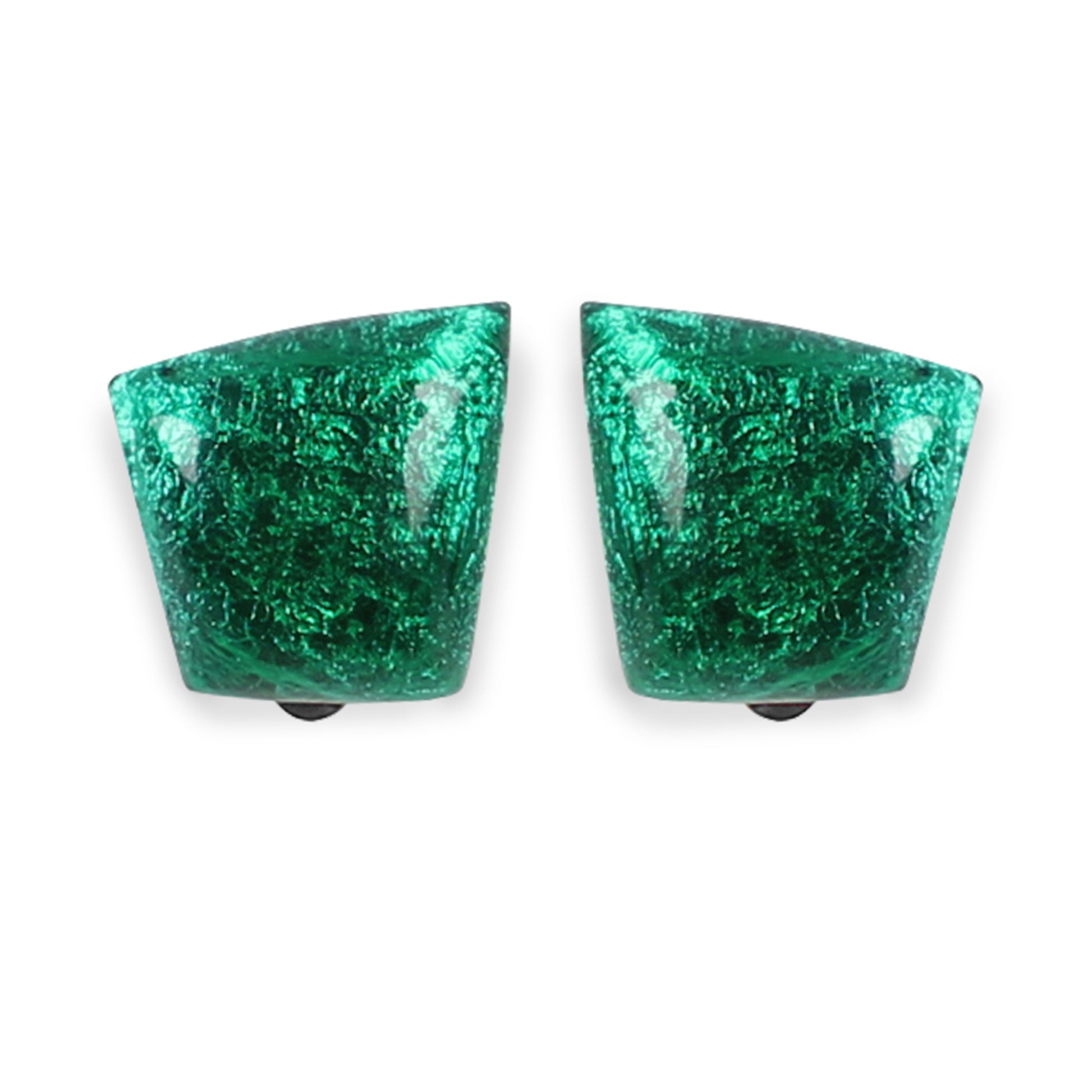 Emerald Cleopatra Shiny Clip Earrings