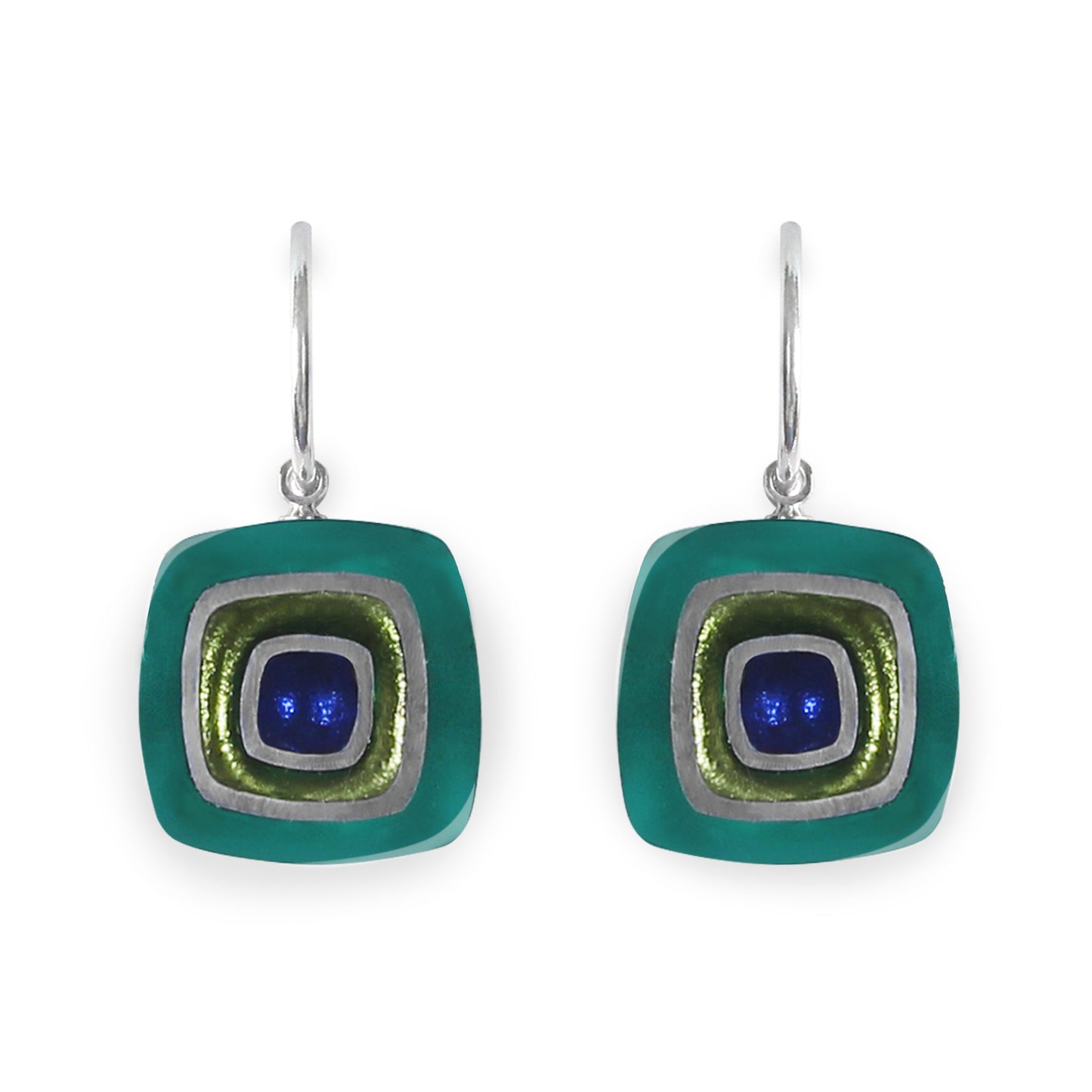 Everglade Abstract Squares Shiny Creole Earrings