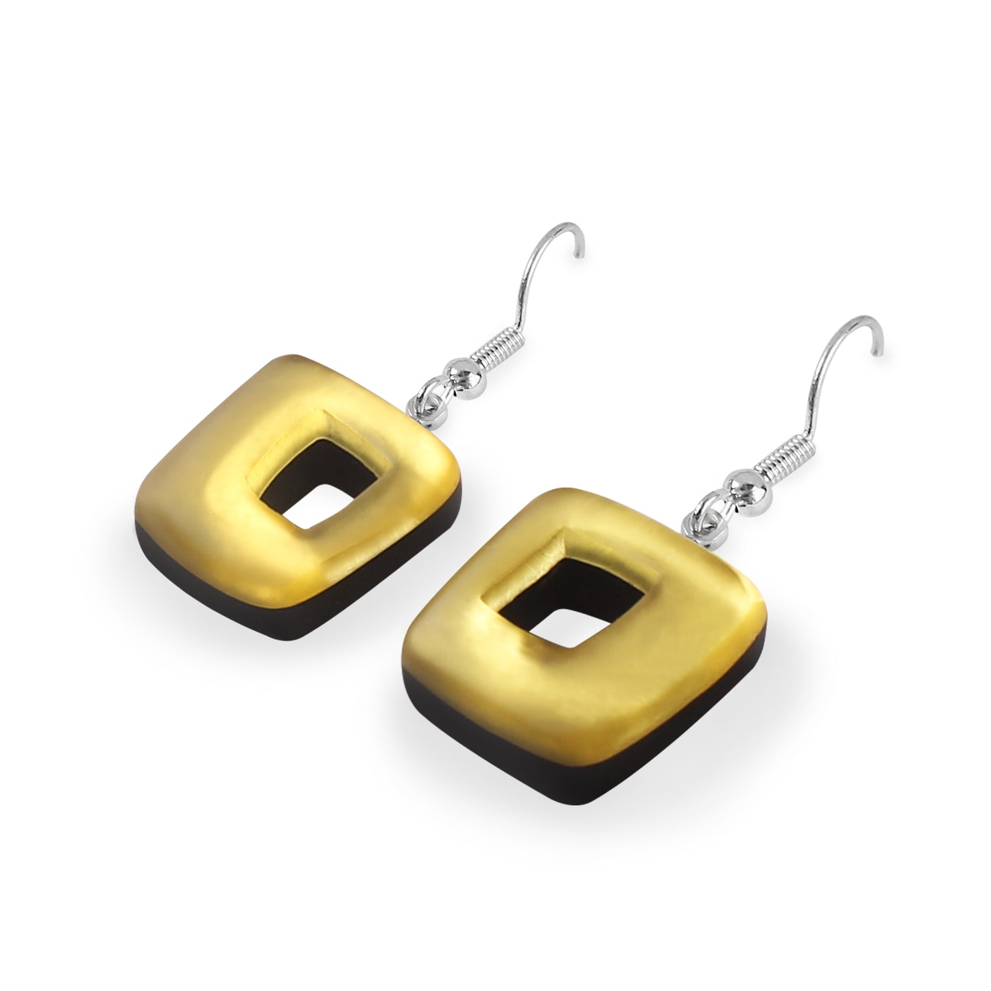 Arctic Hollow Squares Matte Small Fish Hook Earrings – The