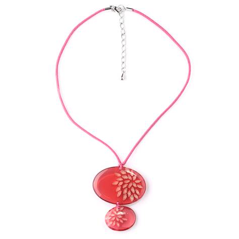 Pink Rice Flower Double Drop Pendant on Cord