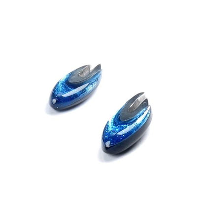 Blue Pewter Curve Stud Earrings
