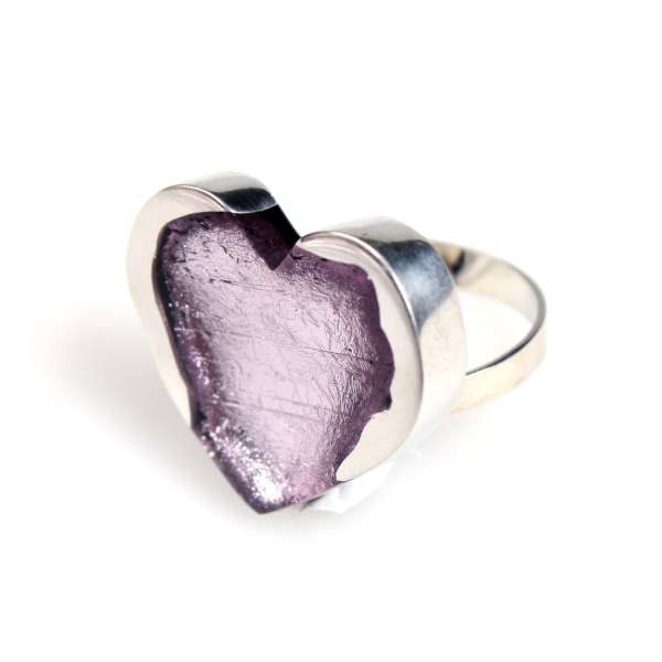 Lilac Rough Heart Ring