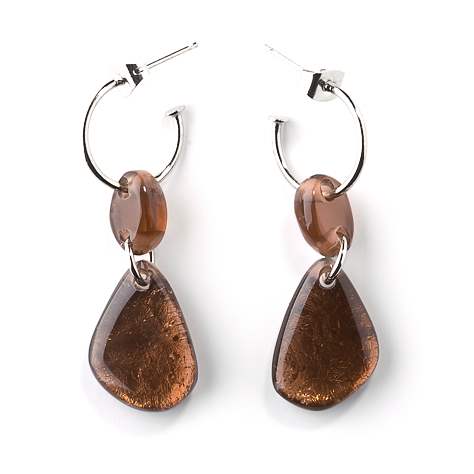 Brown Eclectic Pebble Classic Creole Earrings