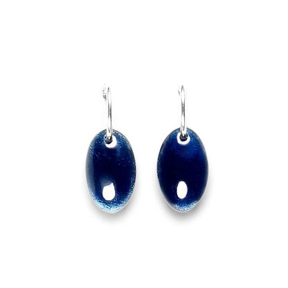 Navy Classic Ovals Rounded Creole Earrings
