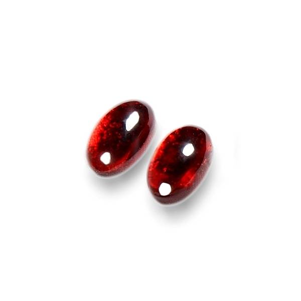 Red Classic Ovals Rounded Stud Earrings