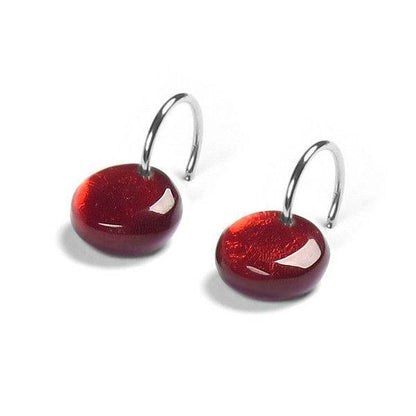 Cerise Buttons Creole Earrings