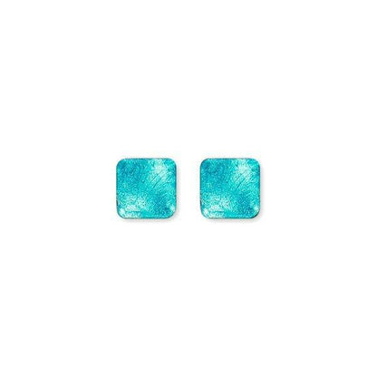 Aqua Antique Square Stud Earrings