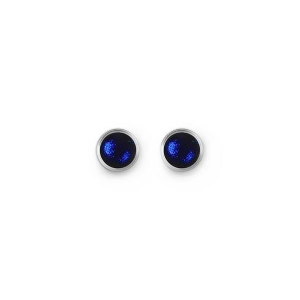 Cobalt Metal Buttons Small Stud Earrings