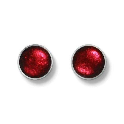Cerise Metal Buttons Large Stud Earrings