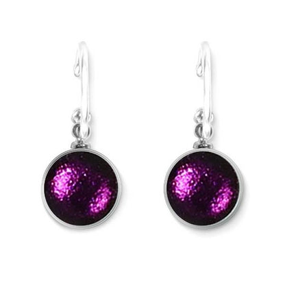 Aubergine Metal Buttons Creole Earrings