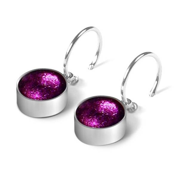 Aubergine Metal Buttons Creole Earrings