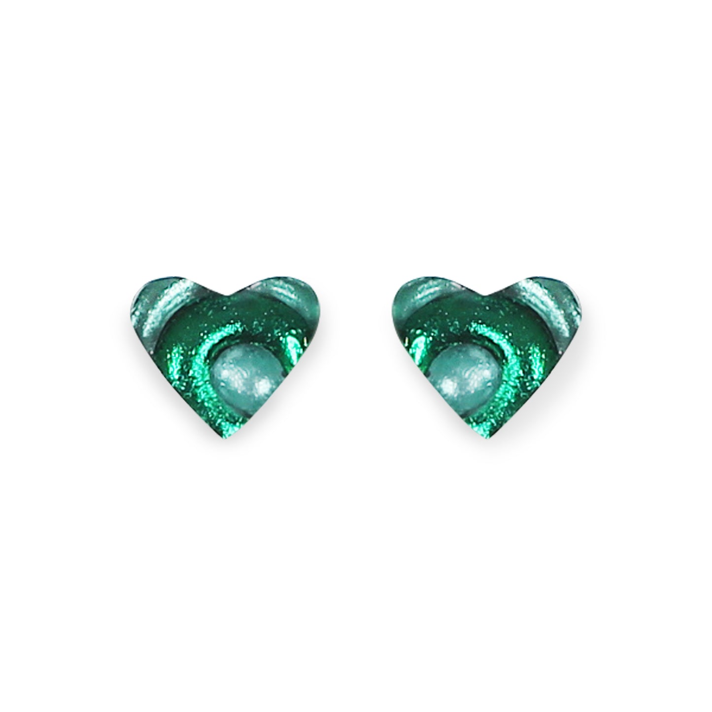 Emerald Heart Swirl Stud Earrings