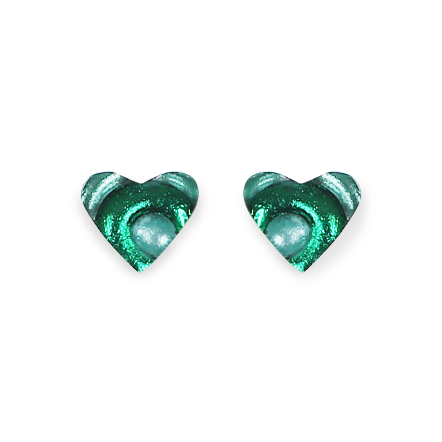 Emerald Heart Swirl Stud Earrings