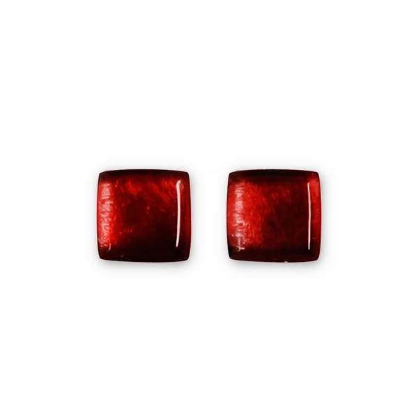 Burgundy Square Buttons Stud Earrings