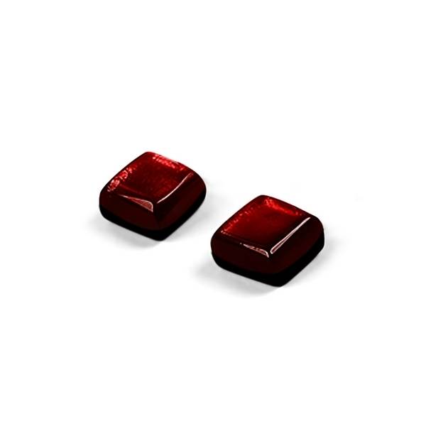 Burgundy Square Buttons Stud Earrings