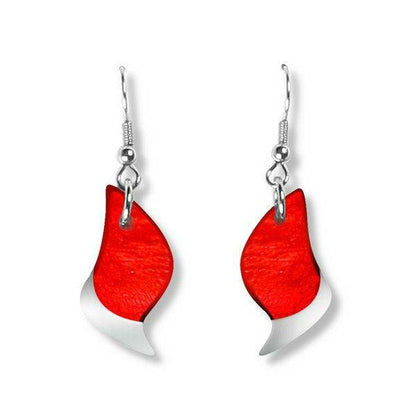 Red Flame Shell Fish Hook Earrings