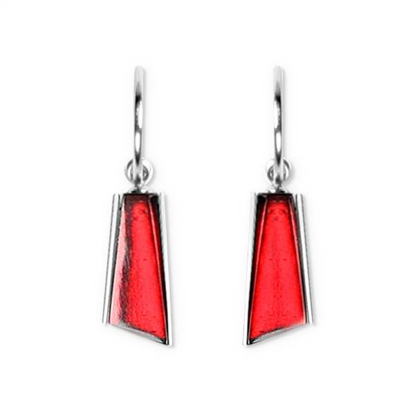 Red Deco Stripe Creole Earrings