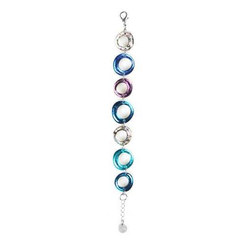 Peacock Hollow Circles with Shell Bracelet