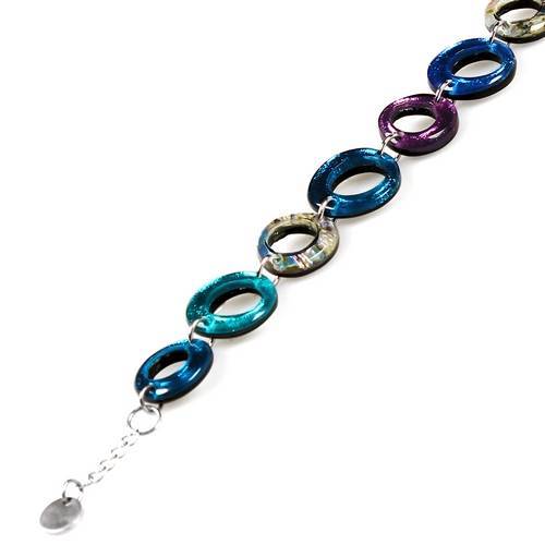 Peacock Hollow Circles with Shell Bracelet
