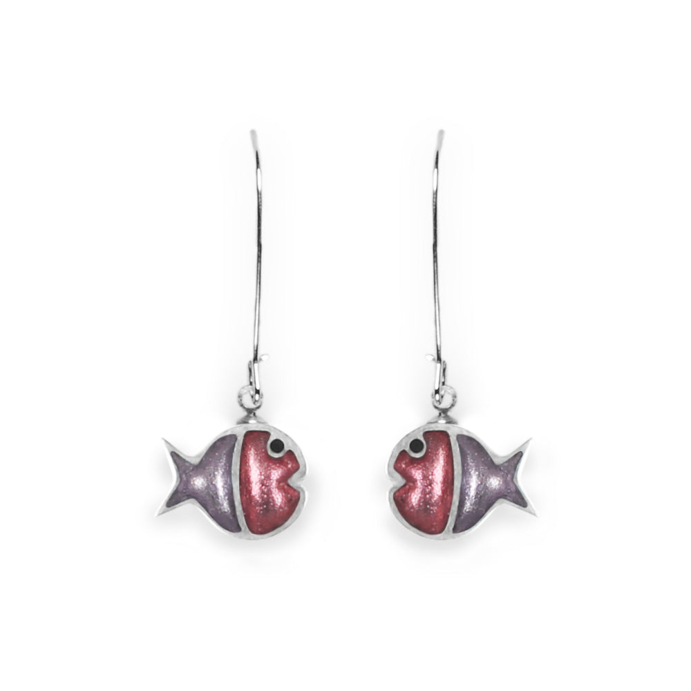 Blush Bubble Fish Stripe Long Hook Earrings
