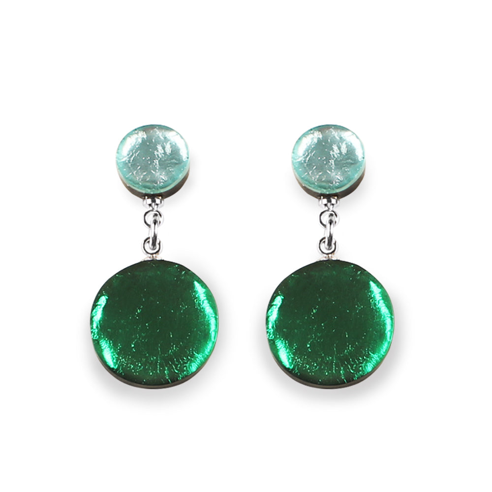 Emerald Classic Circle Dangle Stud Earrings