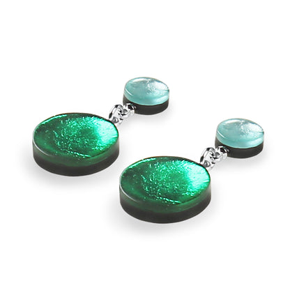 Emerald Classic Circle Dangle Stud Earrings